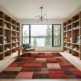 Red Geometric Patchwork Area Rug