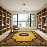 Golden Sunburst Medallion Area Rug