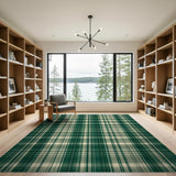 Green Emerald Green Plaid Area Rug