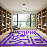 Purple Maze Labyrinth Geometric Area Rug