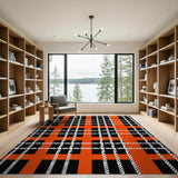 Orange Bold Black Orange Plaid Area Rug