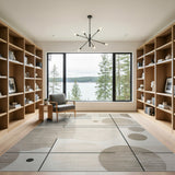 Modern Geometric Beige Circles Area Rug