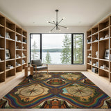 Rainbow Compass Boho Adventure Area Rug