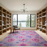 Lush Pink Purple Peony Floral Area Rug
