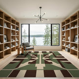 Symmetrical Green Geometric Area Rug
