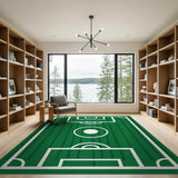 Green Geometric Modern Soccer Field Green Area Rug