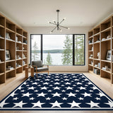 Navy Blue Geometric Star Area Rug