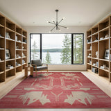 Bold Red Heritage Tribal Area Rug with Geometric Silhouettes