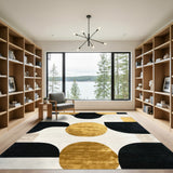 Gold and Silver Modern Gold Geometric Area Rug