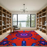 Multi-color and Patterns Vibrant Red Mandala Persian Area Rug
