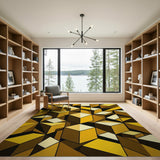 Modern Yellow Geometric Cube Area Rug