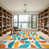 Geometric Modern Blue and Teal Geometric Modern Area Rug