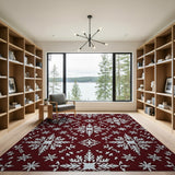 Festive Burgundy Snowflake Area Rug
