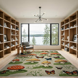 Enchanted Mushrooms Butterflies Area Rug