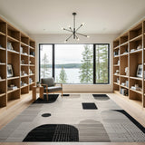 Bold Abstract Geometric Black White Area Rug