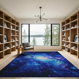 Cosmic Nebula Swirl Blue Teal Area Rug