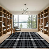 Black and White Modern Black White Plaid Area Rug