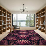 Ornate Pink Seashell Art Nouveau Area Rug