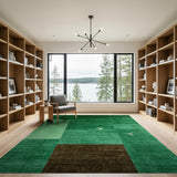Green Abstract Seagull Panel Area Rug