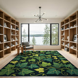 Floral Vintage Lush Green Ivy Vine Area Rug