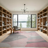 Abstract Wavy Pink Grey Area Rug