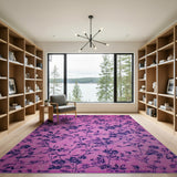 Pink Vibrant Pink Navy Floral Vine Area Rug