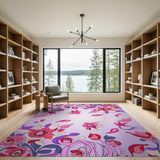 Swirling Pink Purple Floral Area Rug
