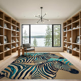 Teal Zebra Stripe Area Rug