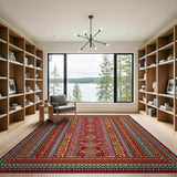 Vibrant Red Multi-Color Southwestern Area Rug