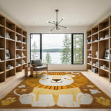 Cute Orange Lion Kids Rug with Stars Letter H