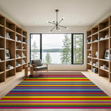 Striped Multi-color and Patterns Vibrant Multi-Color Striped Area Rug