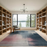 Faded Blue Distressed Abstract Area Rug