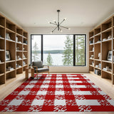 Rustic Farmhouse Bold Red White Gingham Check Area Rug