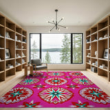 Vibrant Pink Mandala Star Area Rug