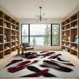 Bold Red Brushstroke Dancer Silhouette Rug