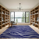 Abstract Area Navy Wavy Abstract Area Rug