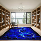 Blue and Teal Majestic Blue Dragon Lightning Area Rug