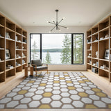 ODIKA Modern Honeycomb Geometric Washable Rug - Non-Slip Low Pile Carpet
