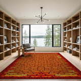 Fiery Orange Brick Wall Area Rug