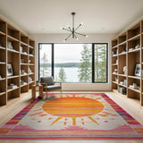 Multi-color and Patterns Vibrant Sunburst Southwestern Area Rug