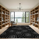 Abstract Area Hypnotic Swirl Black White Abstract Area Rug