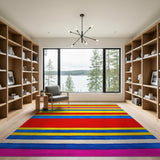 Vibrant Multi-Color Striped Geometric Modern Area Rug