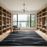 Moonlit Waves Grey Abstract Area Rug