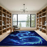 Mystical Blue Dragon Lightning Area Rug