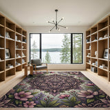 Vintage Purple Mandala Floral Area Rug
