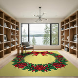 Red Rose Wreath with Bow Area Rug