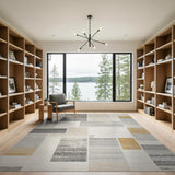 Distressed Neutral Geometric Area Rug
