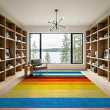 Geometric Modern Vibrant Rainbow Horizontal Stripe Area Rug