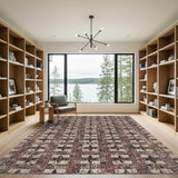 Distressed Red Star Checkered Area Rug