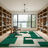 Geometric Modern Green Emerald Green Geometric Block Area Rug